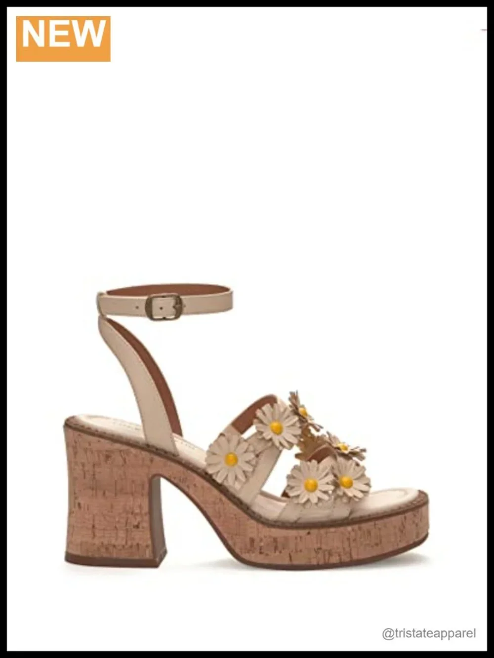 Leather Platform Sandal Ankle Strap Buckle